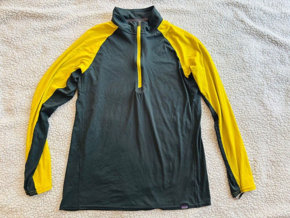 Patagonia Capilene Lightweight 1/4 Zip Baselayer Green Gray Yellow Men’s M